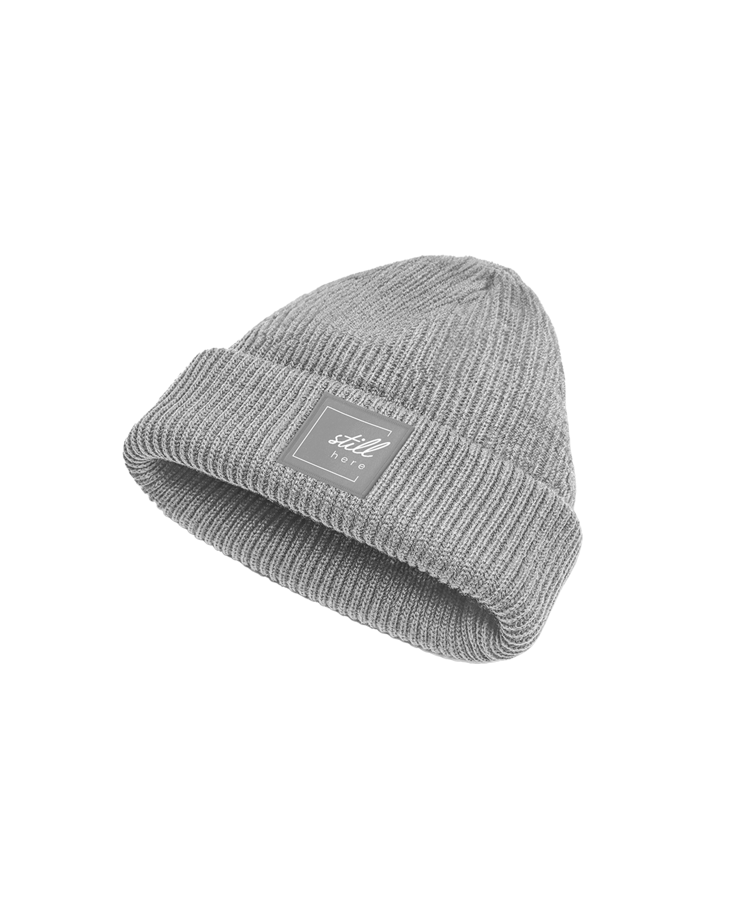Beanie "still here" grey heavy rib